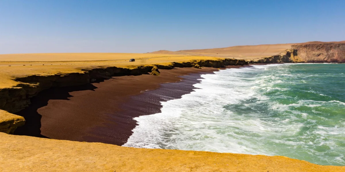 Playa Roja Paracas Red Beach - unique coastal landscape in Peru