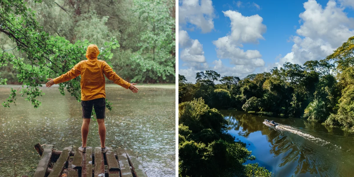 Amazon dry season vs wet season comparison for travelers showing best activities and conditions for each period