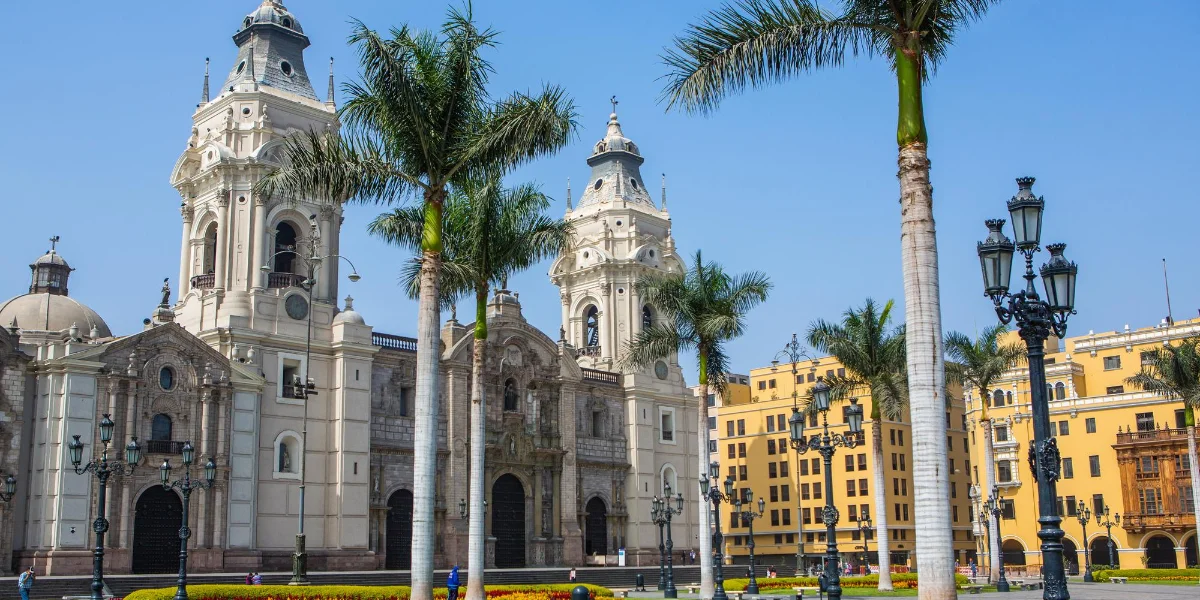 Lima Cathedral in Plaza Mayor in the Historic Center of Lima Peru