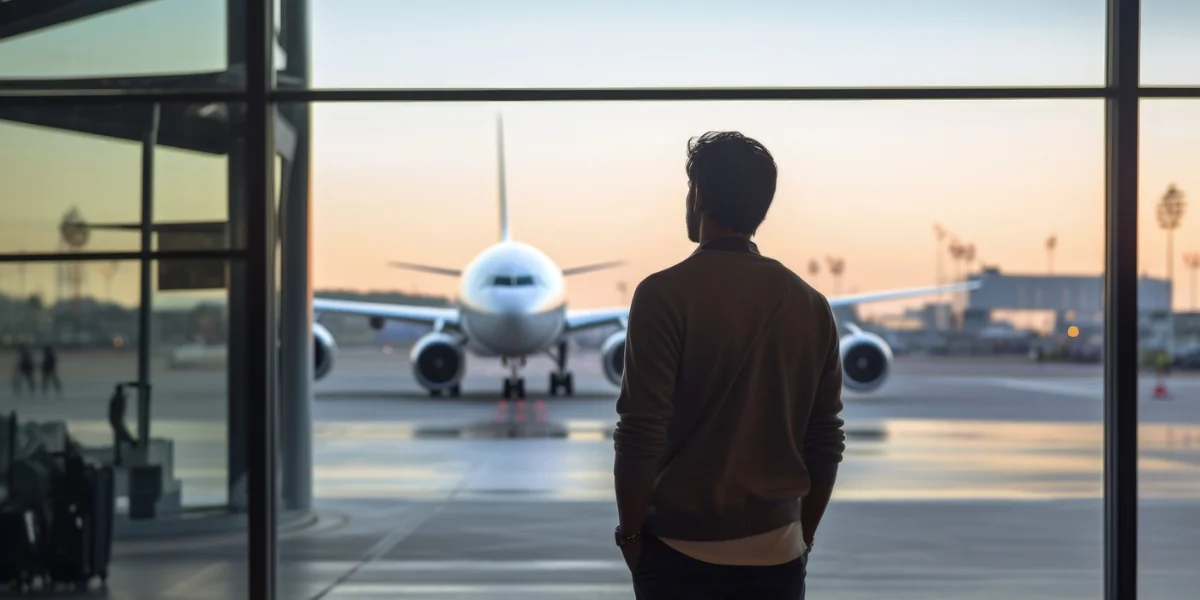 Traveler arriving in Iquitos Peru by plane